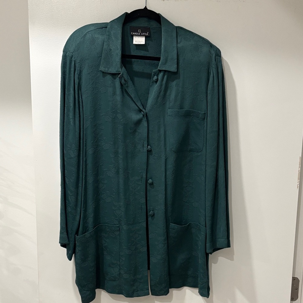 Carole Little Teal Textured Blouse
